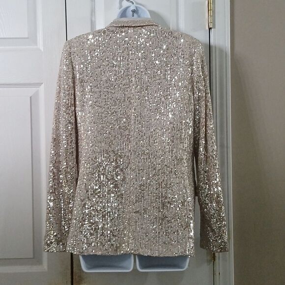 Banana Republic beige sequin blazer Sz 4 NWOT Classy unique Party - Picture 4 of 8